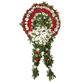 Çerkezköy Çiçekçi Kırmızı Beyaz Gerbera Cenaze Çelengi