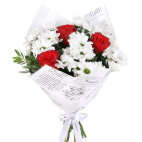  Çerkezköy Çiçek Siparişi Beyaz Papatya Kırmızı Gül Buketi